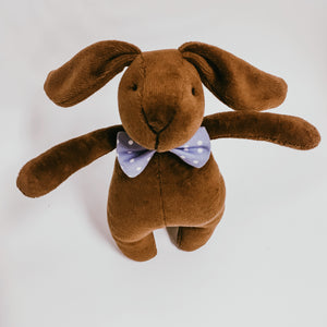 Cotton Velour Jack Bunny Brown with Blue Bowtie